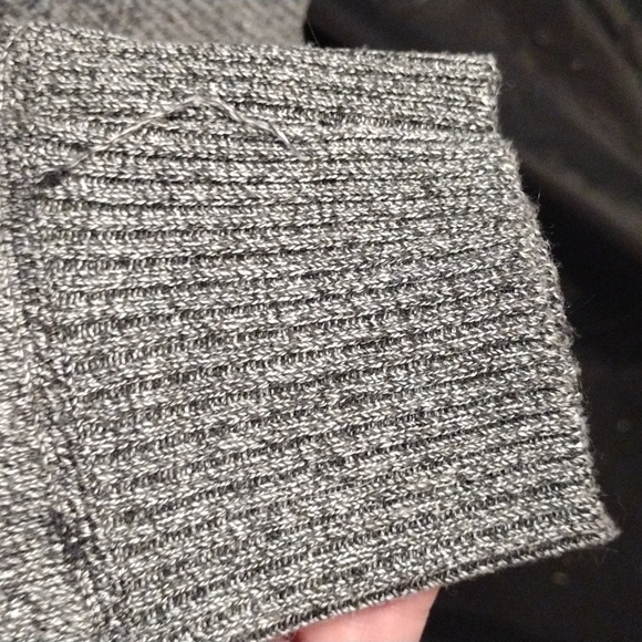 True Rock Grey and Black Striped full zip mock turtleneck cardigan - Picture 6 of 8